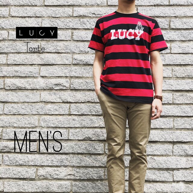《Men’s》ロゴ ボーダーTee【BLACK×RED】の画像1枚目