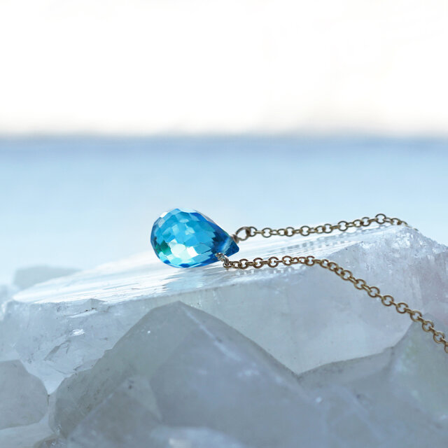 プレート ジュエリー ネックレス ブルートパーズ(青) k10イエローゴールド 中サイズ ペンダント ネックレス プレート ブルートパーズ(青) 11月の誕生石