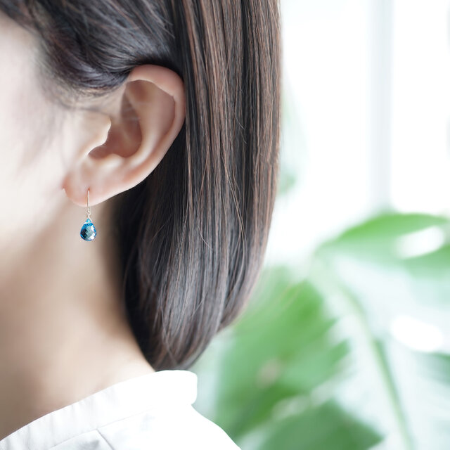 ブルートパーズ 2連 ピアス 14kgf 14kgf☆天然石ブルートパーズ デザインピアス | iichi 日々の