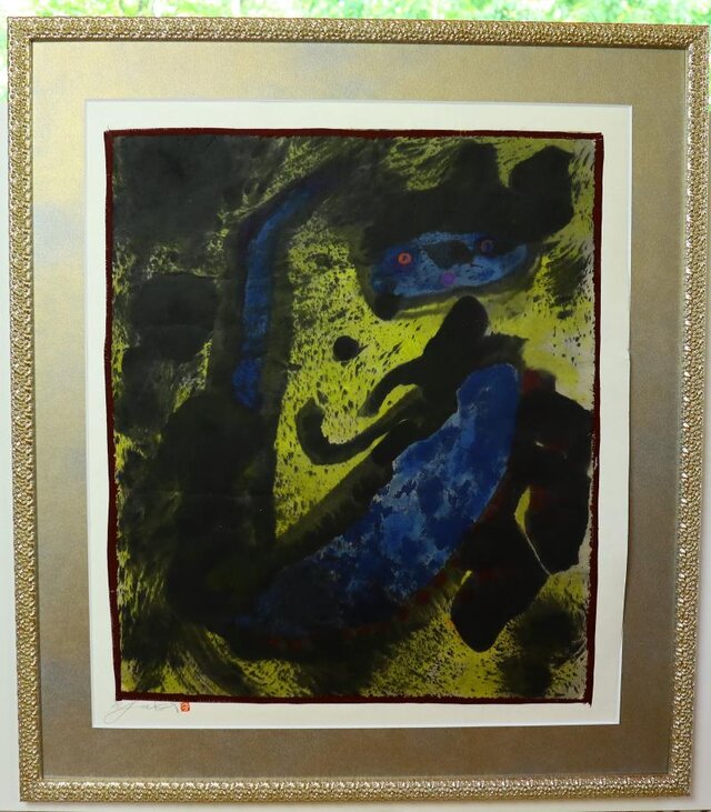 水墨画/ 彩墨画/ 墨の世界 / 折れた青い天使 /アート作品 / contemporary art /angelの画像1枚目