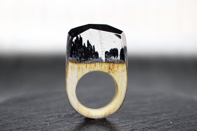 【送料無料】Silver Mine~Resin Wood Ring~の画像1枚目