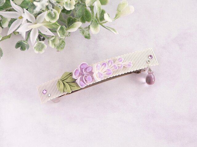 藤の花のバレッタ （ つまみ細工＊受注制作 ） | iichi 日々の