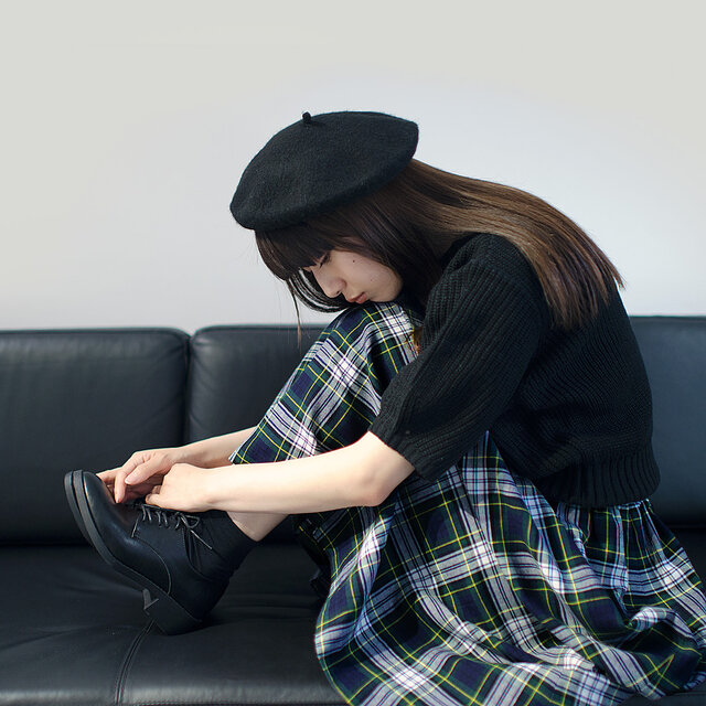 タータンチェック コットン 紺×緑×白 ロングスカート 綿 ●BONNIE●の画像1枚目