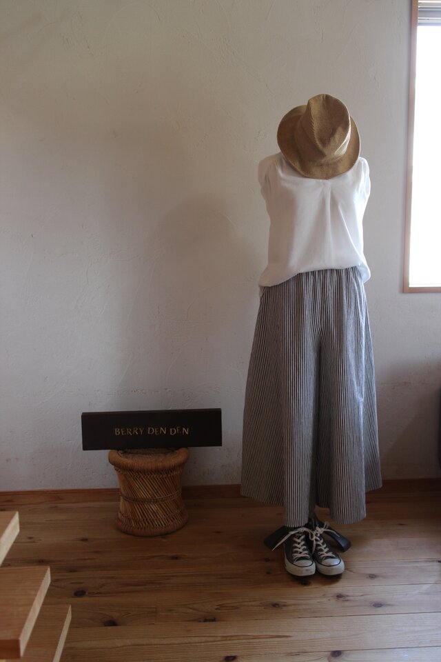 コットンリネン「ストライプ」　85ｃｍ丈