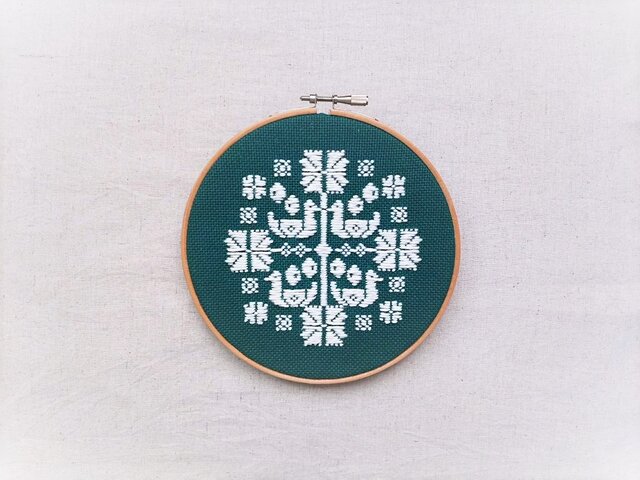 「花時間・鳥」(木枠15cm付き・針なし)横糸刺繍キットの画像1枚目