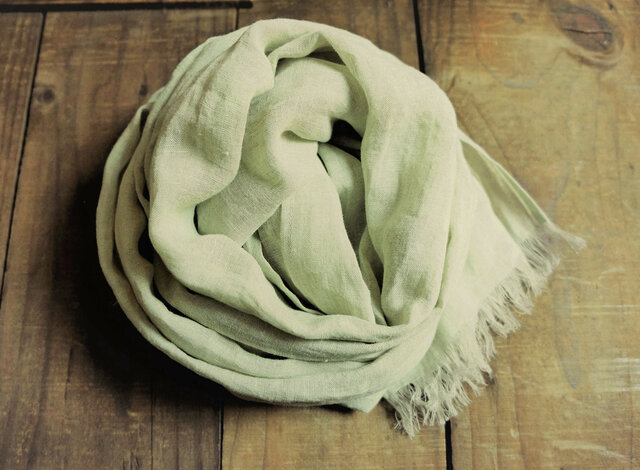 上質リネンのストール 黄緑×亜麻色 | iichi 日々の暮らしを