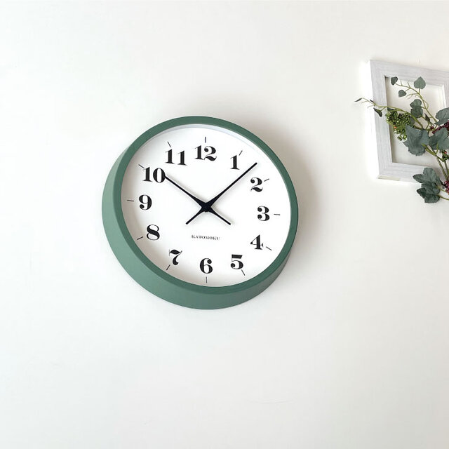 KATOMOKU muku clock 12 グリーン km-97GR 木製 無垢材