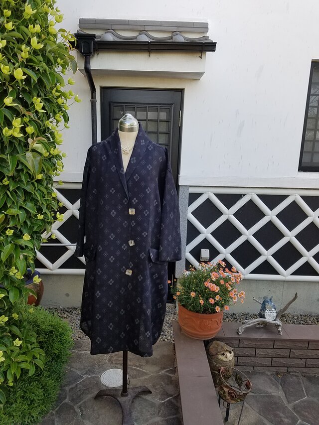 着物リメイク　手作り　夏大島　コート