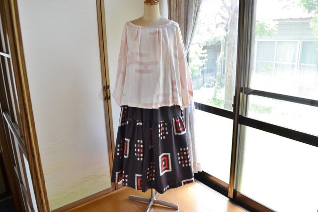 M様専用 着物リメイク 部分的ティアードスカート&トップス J-21の画像1枚目