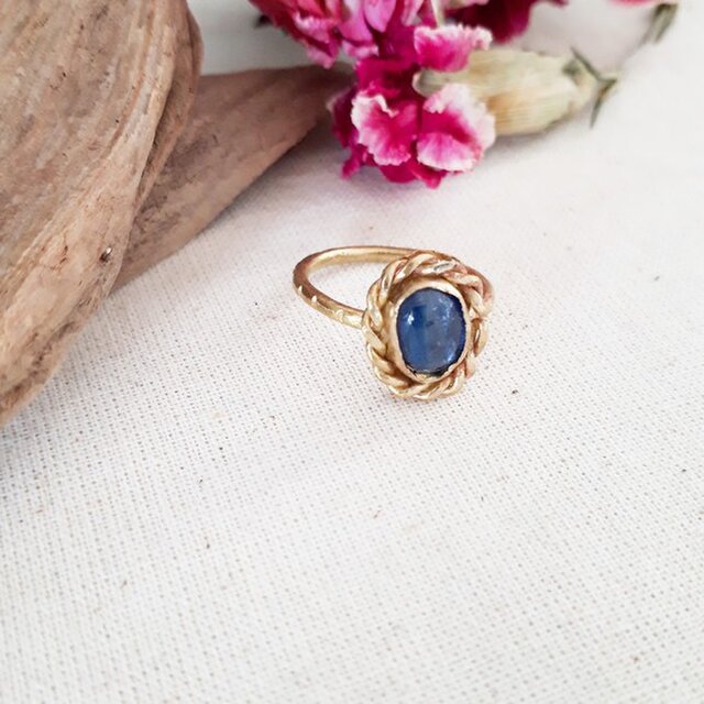 10号【brass】小粒 kyanite ring