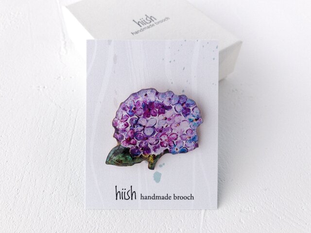 紫陽花のブローチ(紫/ボックス入)の画像1枚目