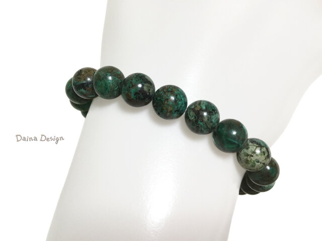 クリソコラ ブレスレット 珪孔雀石 青緑 レア 天然石 ☆ ダイナ