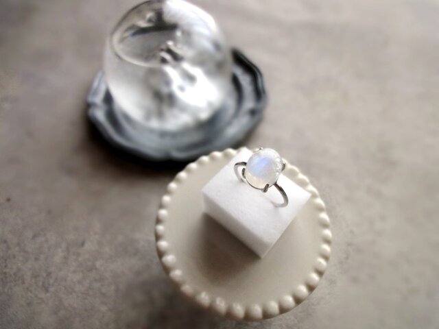 天然石の指輪 □ シンプルオーバル Silver925 □ レインボー