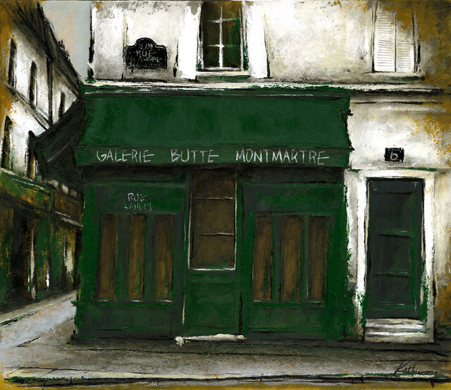 風景画 パリ 油絵「モンマルトルの本屋」 | iichi 日々の暮らしを