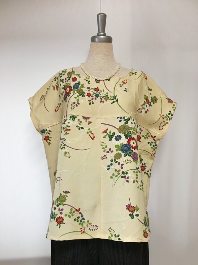 シルク フレンチ袖ブラウス L 着物リメイク | iichi 日々の暮らしを 