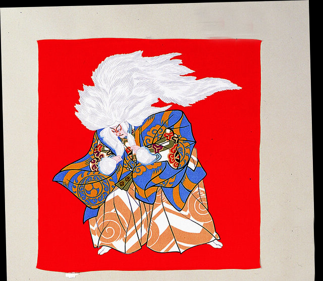 68cm 風呂敷 浮世絵 鏡獅子 レーヨン100％ 12-5812 | iichi 日々