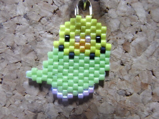 セキセイインコのストラップ 原種 緑の画像1枚目