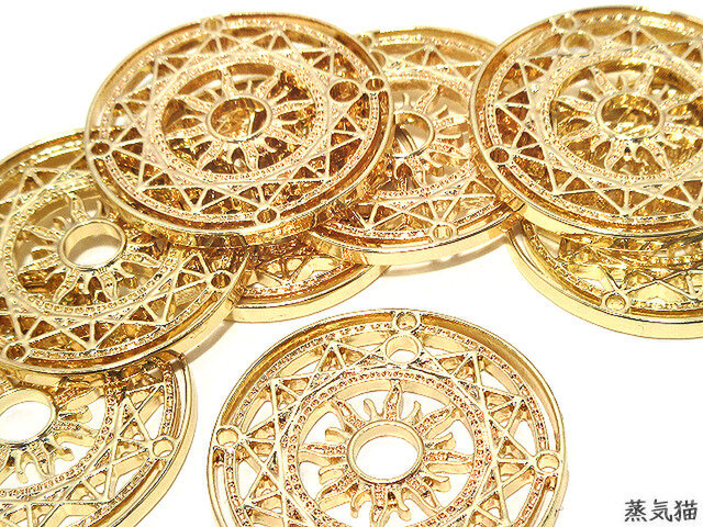 透かし太陽 魔法陣チャーム ゴールド 4個 レジン 宇宙 魔法陣パーツ ピアス イヤリング素材 Iichi ハンドメイド クラフト作品 手仕事品の通販