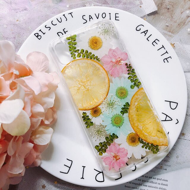 ケース 押し花 アイフォン 多機種対応 スマホケース iPhoneX/XSMAX/XR/7/8/ Xperia Galaxyの画像1枚目
