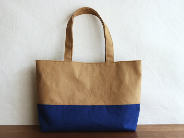 受注製作 アーモンド ネイビー 倉敷産帆布使用横長トートl Iichi ハンドメイド クラフト作品 手仕事品の通販