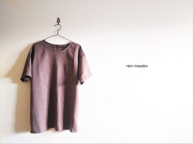 アッシュワインリネンの布帛Tシャツチュニック*LLサイズの画像1枚目