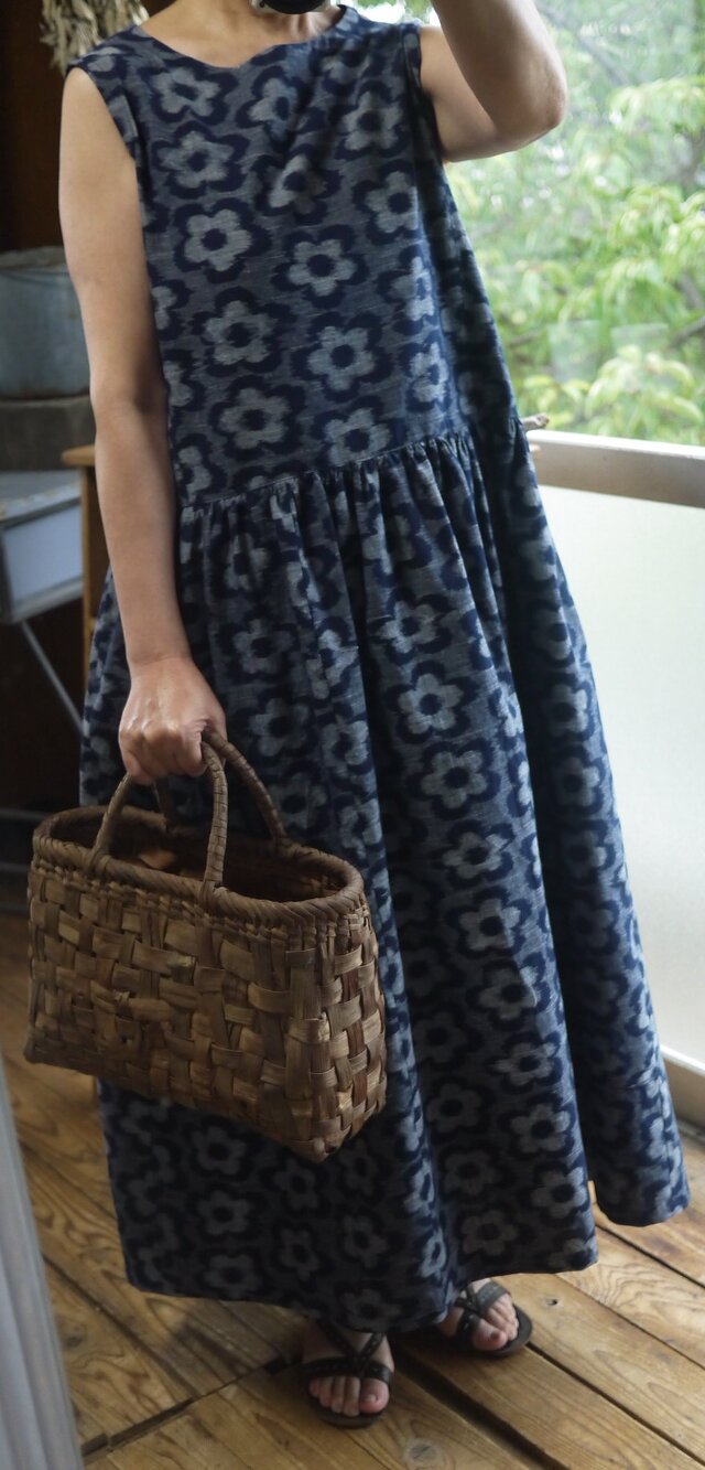 久留米絣反物からワンピースの画像1枚目