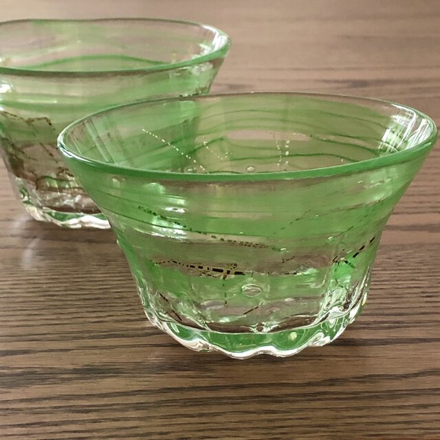 緑彩箔器 ／ガラス皿／ガラスボール／かき氷皿 | iichi 日々の暮らしを 