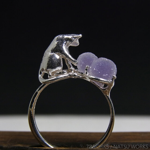 グレープカルセドニーと猫 ＊ Chalcedony & Cat Ring 2粒