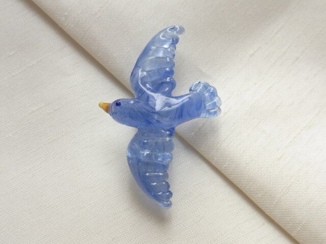 鳥の帯留 水色の画像1枚目