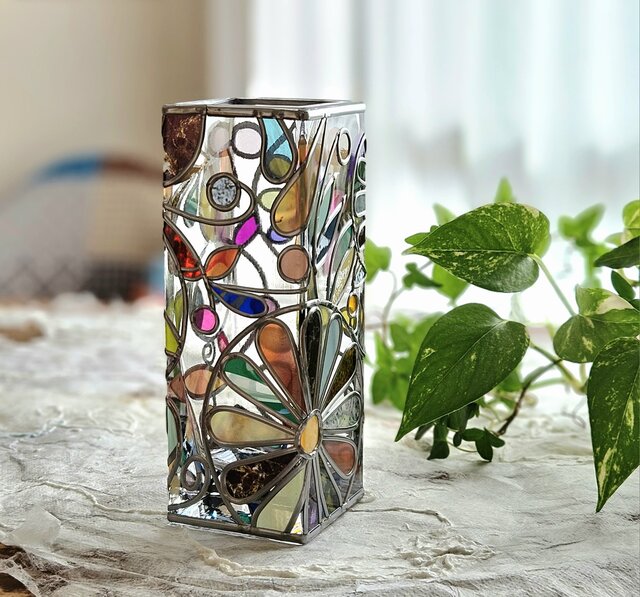 アンティーク　ガラス　ボトル　金彩　唐草文様　花瓶　面取　エナメル　西洋骨董 アンティーク ガラス ボトル 金彩 唐草文様 花瓶 面取 エナメル