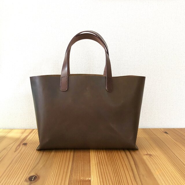 ミニトート シンプル オリーブの画像1枚目