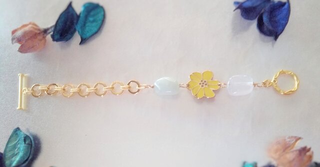 500円引き！SAIL！フラワーチャーム×天然石ムーンストーン&ローズ