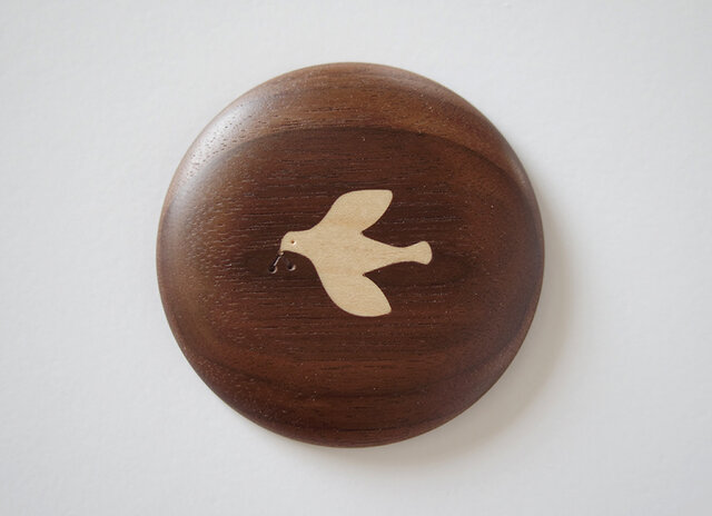 *受注製作品* 象嵌の手鏡 鳥〈おまけのポーチ付き〉の画像1枚目