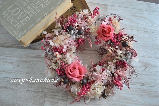 夏ピンクの華やぎwreathの画像1枚目