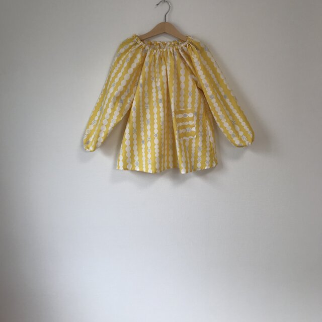 再販【幼稚園ご準備品】もくもくボーダースモックサイズ110の画像1枚目