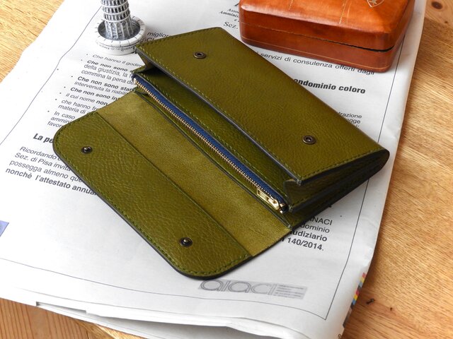 【チー】ロングウォレット三つ折り長財布HORWEEN×イタリア\"マレンマ\" チー】ロングウォレット三つ折り長財布HORWEEN×イタリア