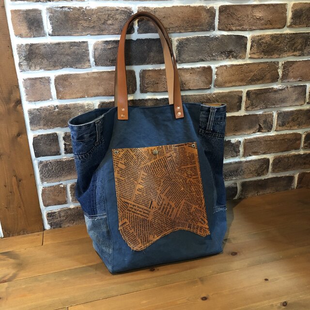 宅急便送料無料☆army duc & denim トートバッグ L ブルーの画像1枚目