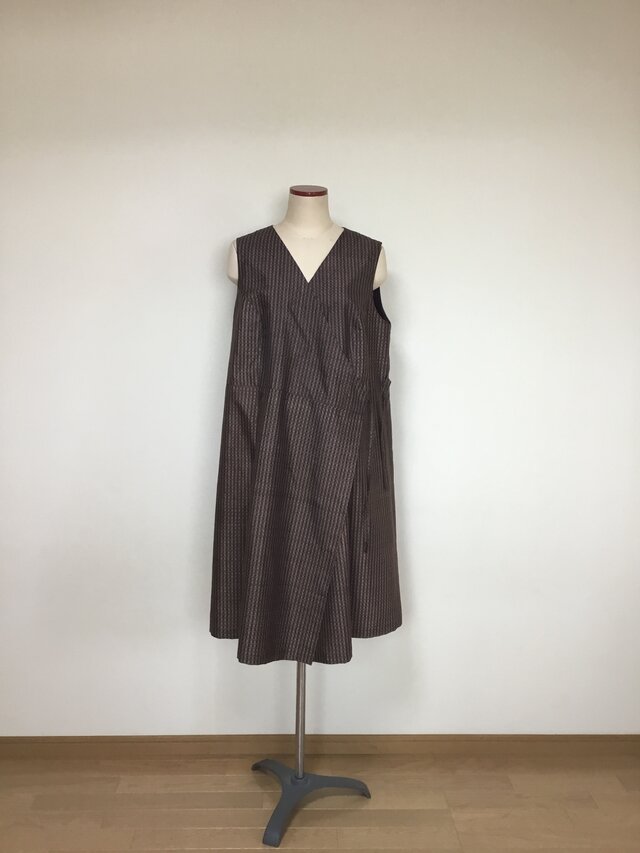 袖の無いカシュクールドレス(着物リメイク)