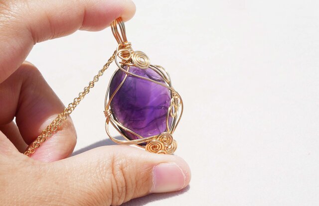 アメジスト＊真実のキャッツアイ ペンダントトップ iichi ハンドメイド・クラフト作品・手仕事品の通販