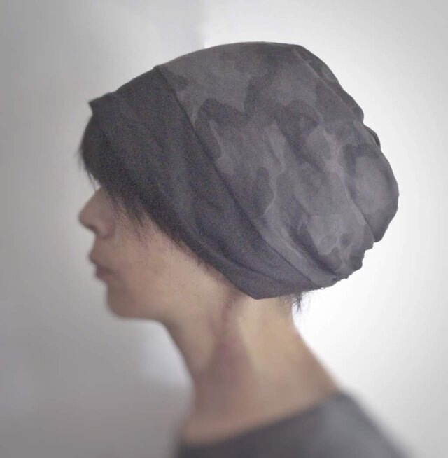 ターバンな帽子　カモフラージュ+グレー　送料無料