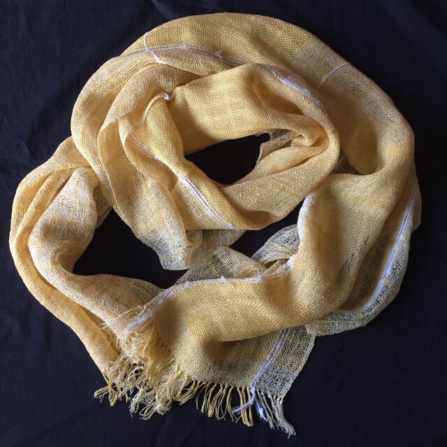 handwoven wide scarf (yellow) 大判手織りストール | iichi 日々の