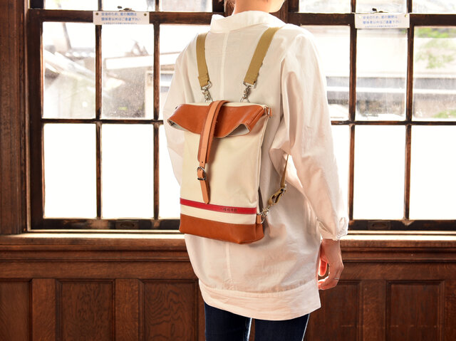 maru　2way リュック（L）あんぱん柄帆布 maru様専用 2way リュック（L）あんぱん柄帆布