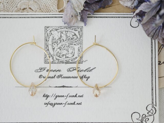 14kgf＊スワロフスキーフープピアス | iichi 日々の暮らしを