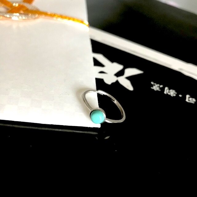 5 128 ミニ本物天然トルコ石リング ターコイズ リング プレゼント 12月誕生日石 Iichi ハンドメイド クラフト作品 手仕事品の通販