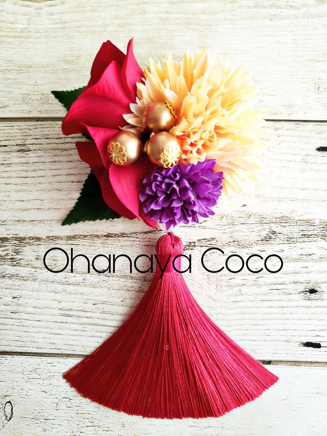 花yurari キュート椿姫の髪飾り クリップピンタイプ No559