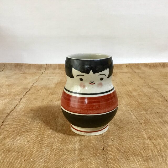 おかっぱこけし*カップ*花びん*ボーダーの画像1枚目