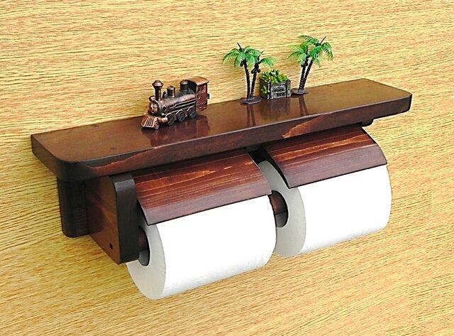 木製トイレットペーパーホルダー Ver.8(ブラウン)の画像1枚目