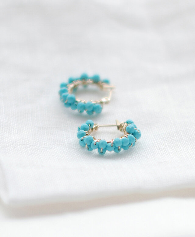 LeJ（ルジィ）ターコイズ色のフープピアス
