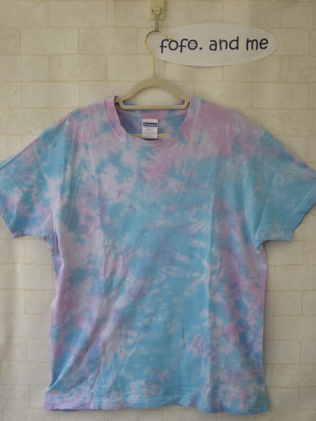 タイダイ染め さわやかな水色Tシャツの画像1枚目