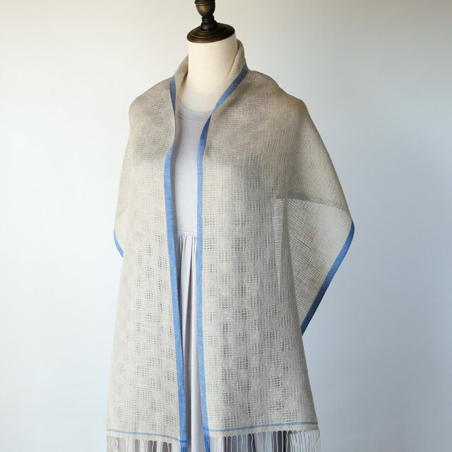 ❁ハンドメイドになります❁ 大判　アップリケベルギーリネンストール ❁ハンドメイドになります❁ 大判 アップリケベルギーリネン